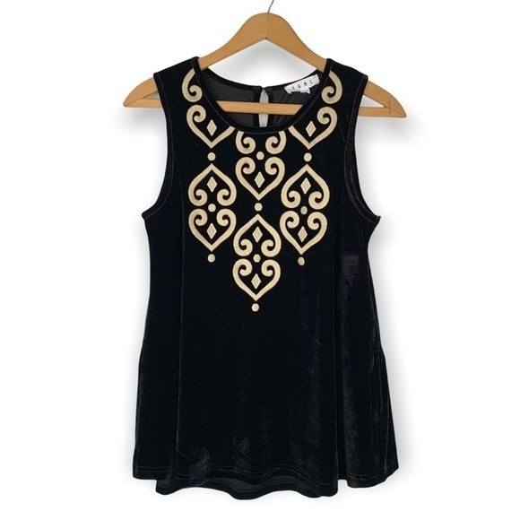 NWT Anthropologie THML Embroidered Velvet Sleeveless Top - Picture 1 of 14